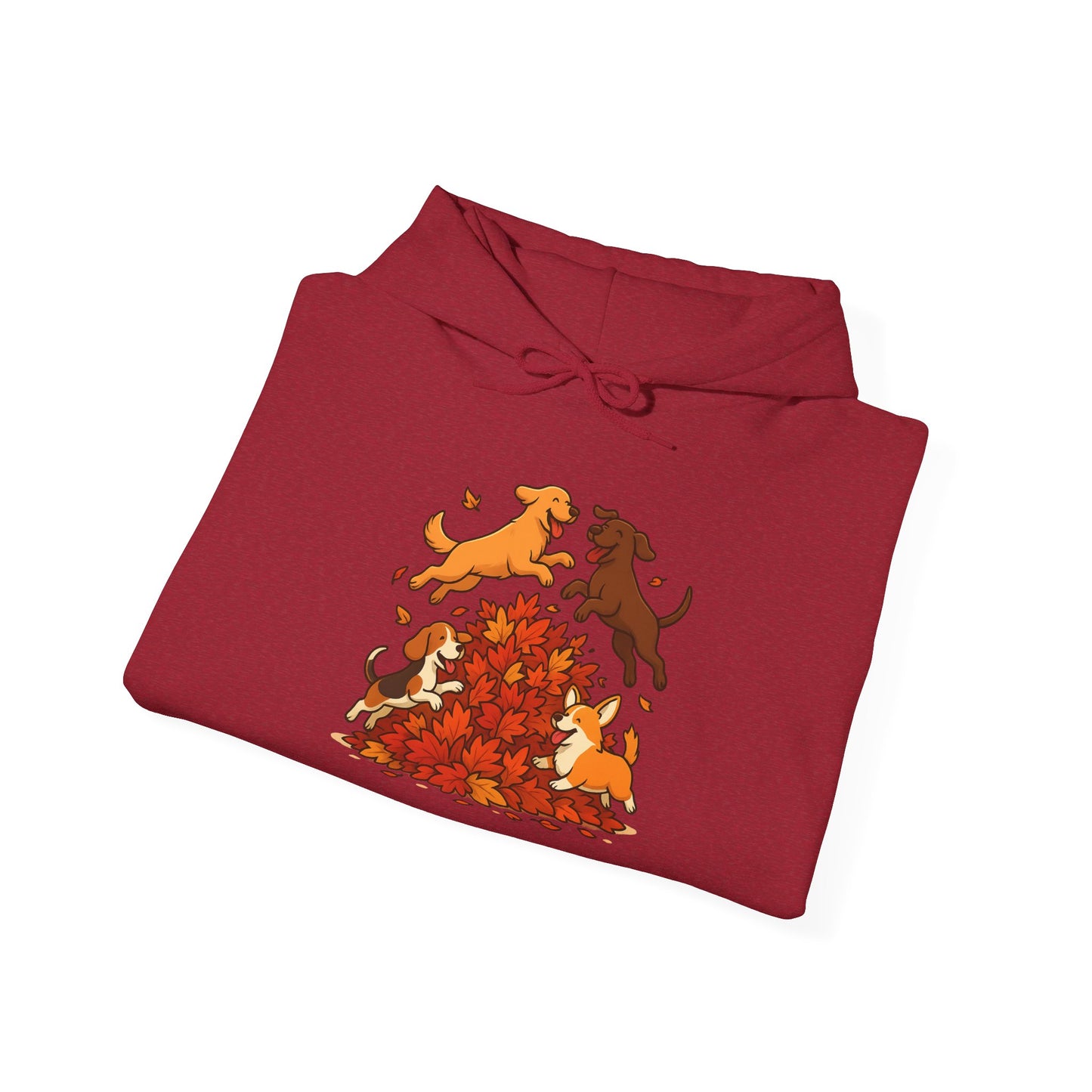 Leaf Pile Fun With Dogs Autumn Themed Hoodie
