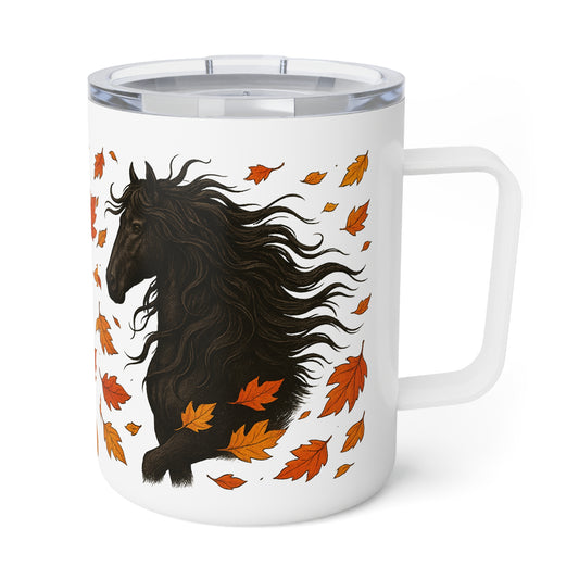 Black Horse Autumn Themed Insulated Coffee Mug