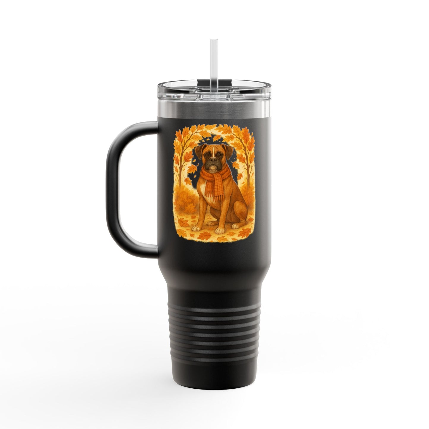 Boxer Autumn Themed Travel Mug