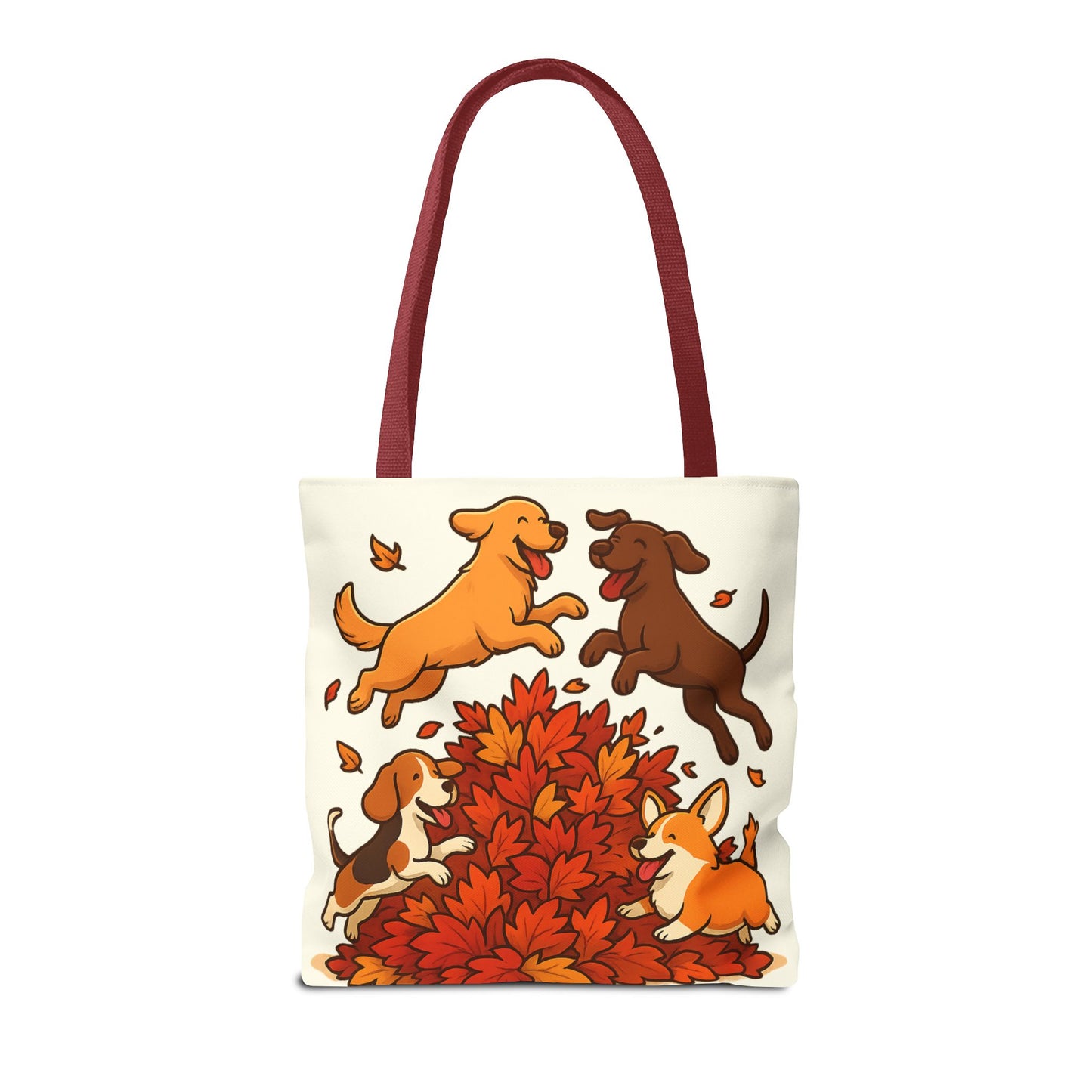 Dogs Playing in Leaves Tote Bag