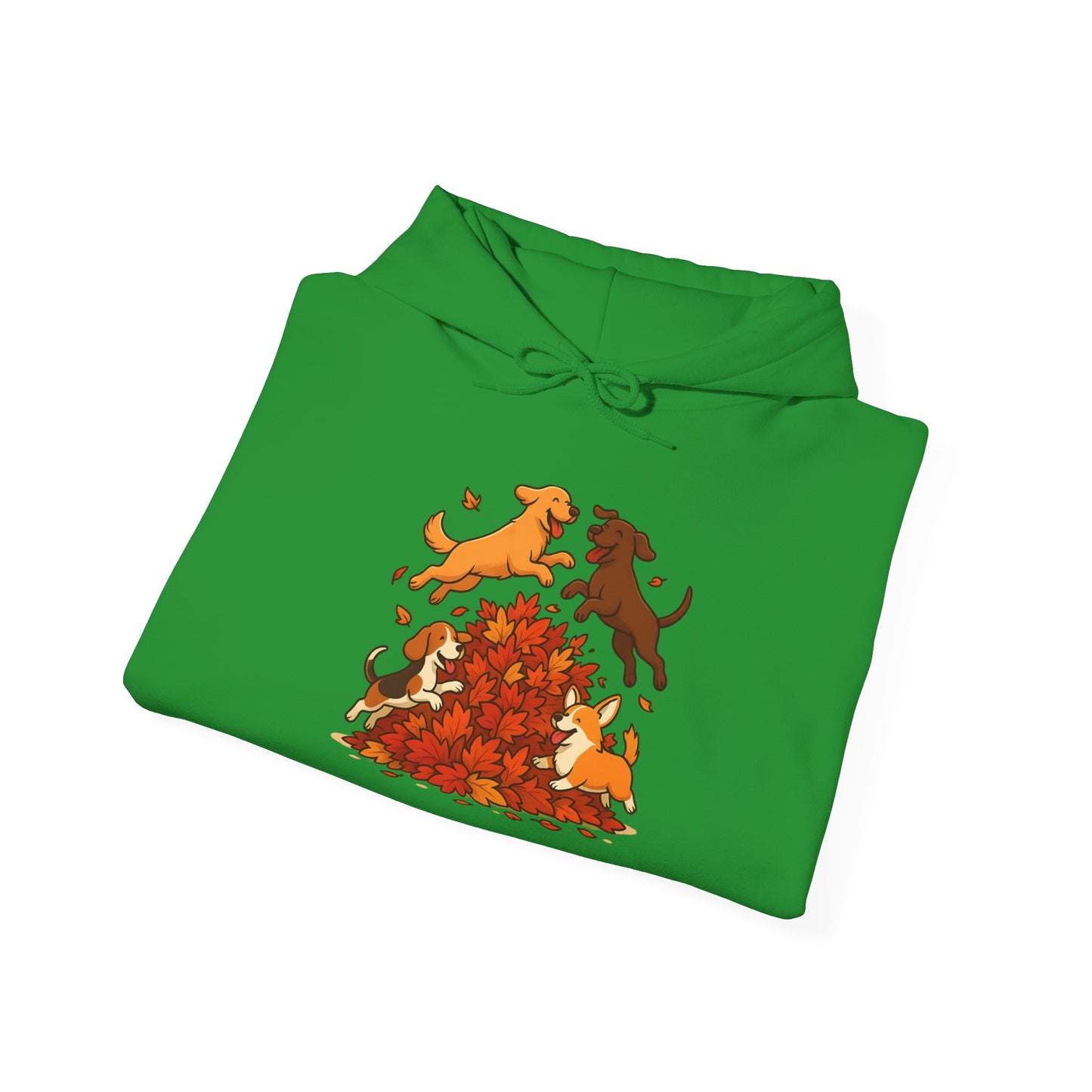 Leaf Pile Fun With Dogs Autumn Themed Hoodie