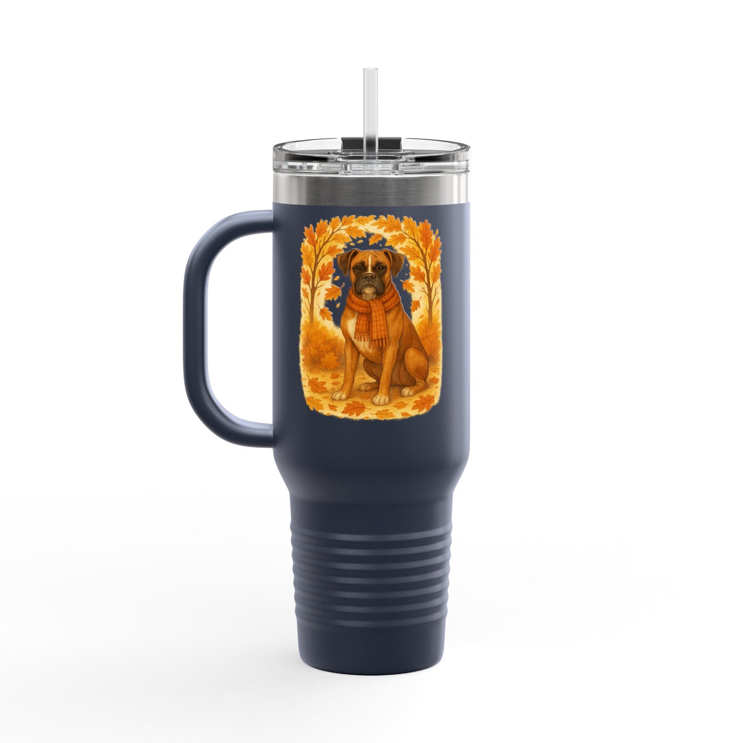 Boxer Autumn Themed Travel Mug