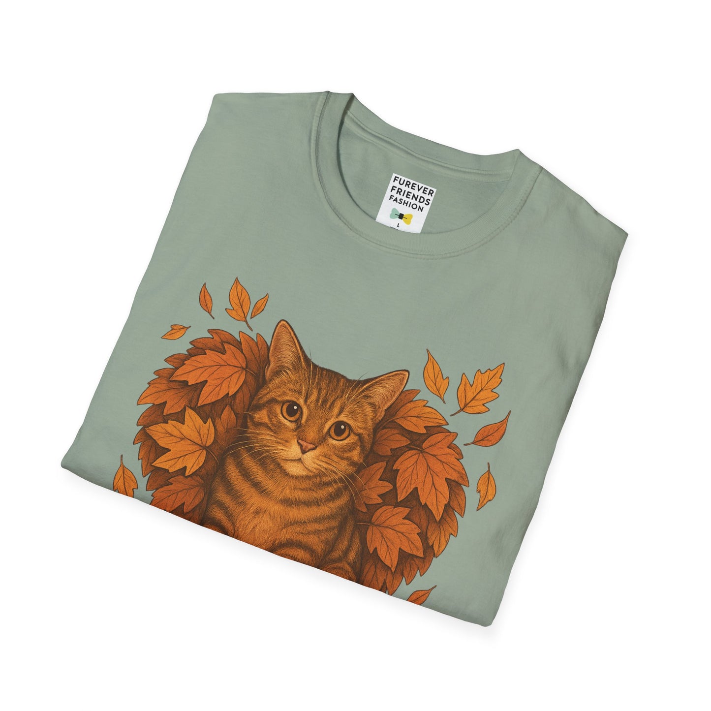 Cat Heart Unisex T-Shirt with Leaves Design