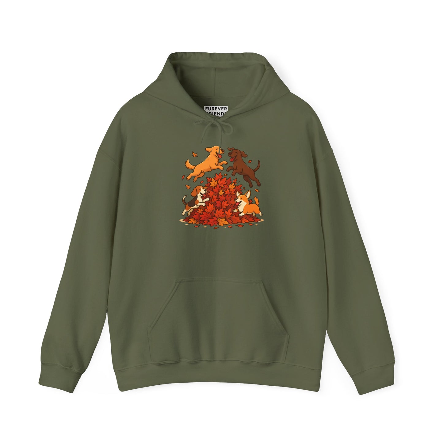 Leaf Pile Fun With Dogs Autumn Themed Hoodie