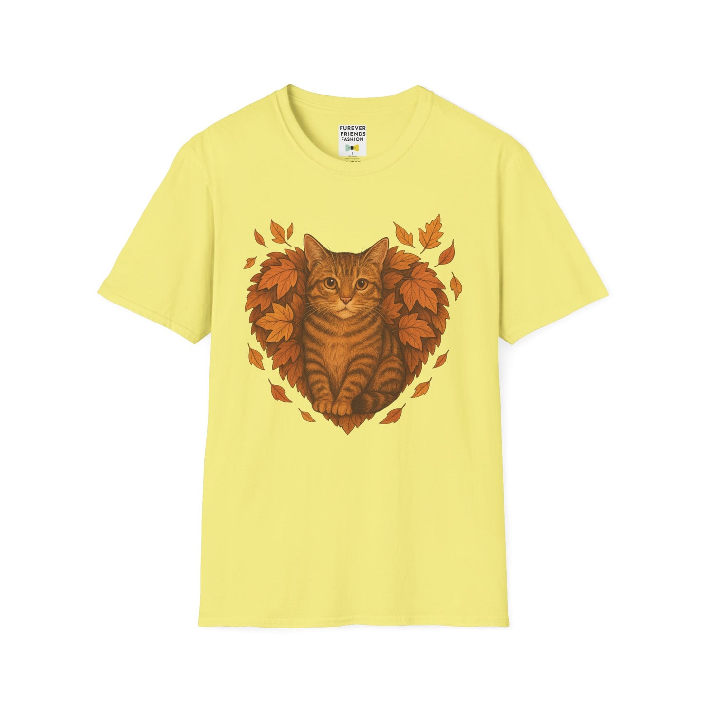 Cat Heart Unisex T-Shirt with Leaves Design