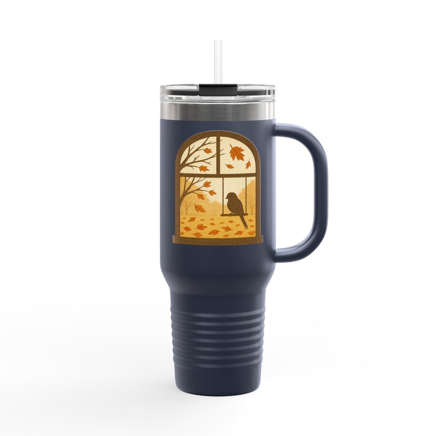 Bird In The Window Autumn Themed Travel Mug