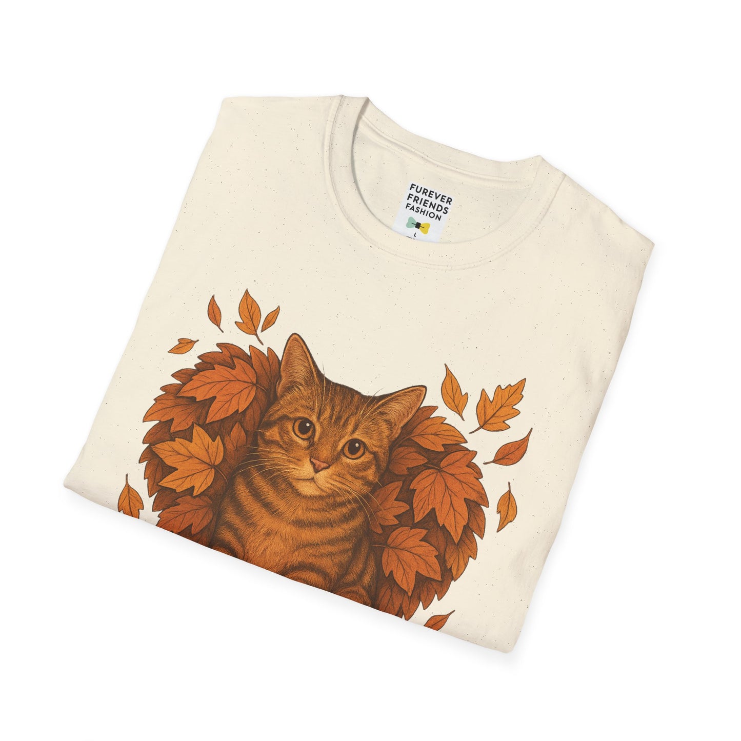 Cat Heart Unisex T-Shirt with Leaves Design