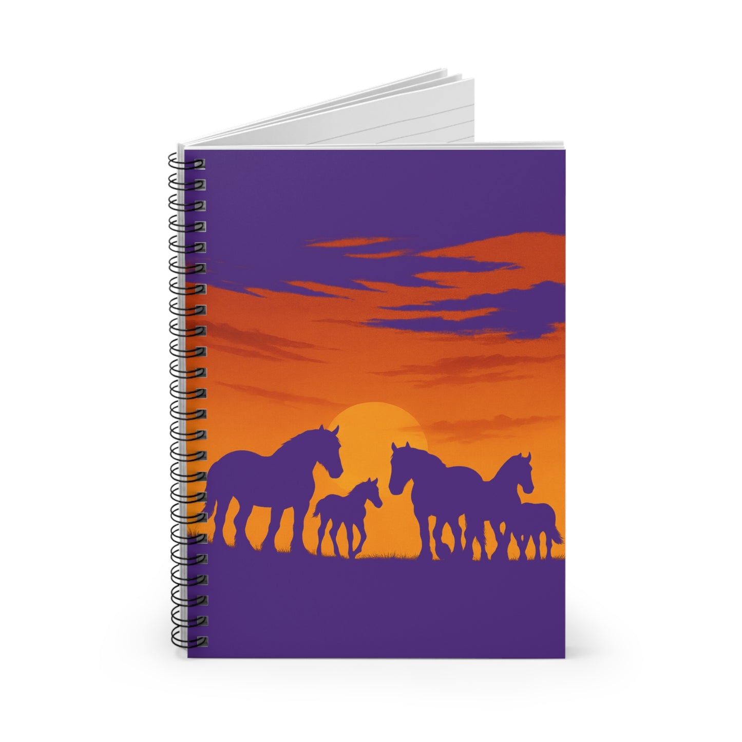 Horses on The Horizon Themed Spiral Notebook - Ruled Line