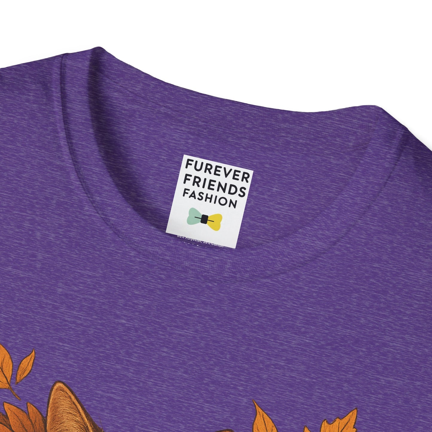 Cat Heart Unisex T-Shirt with Leaves Design