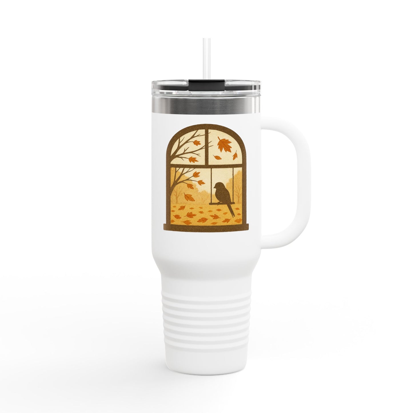 Bird In The Window Autumn Themed Travel Mug
