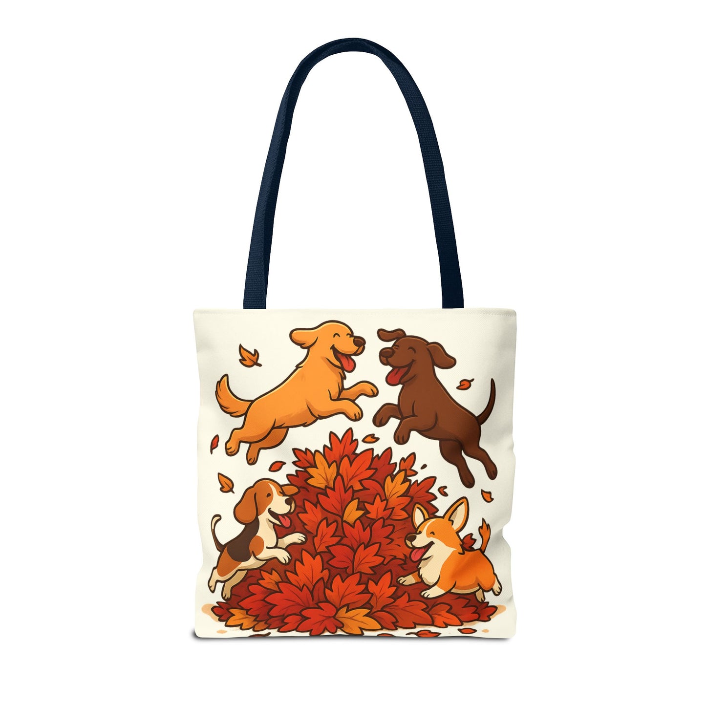 Dogs Playing in Leaves Tote Bag