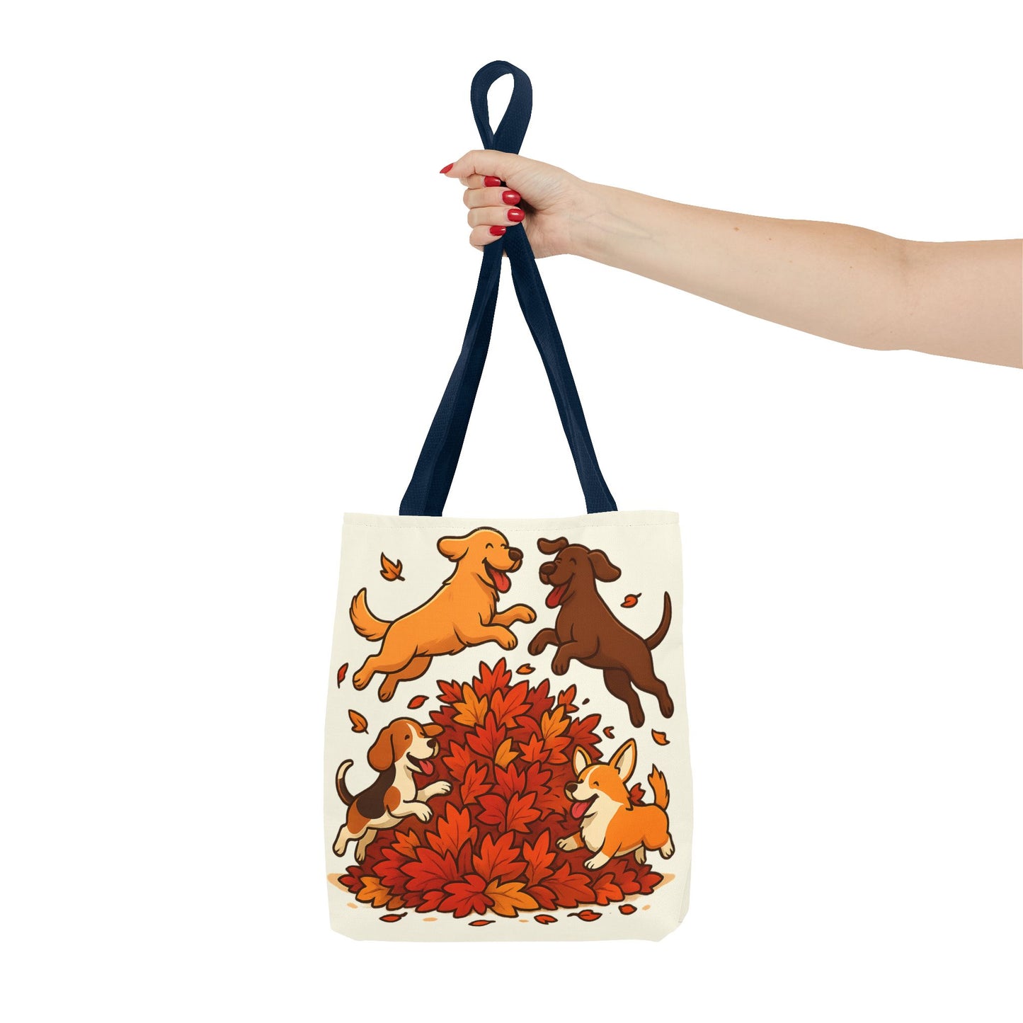 Dogs Playing in Leaves Tote Bag