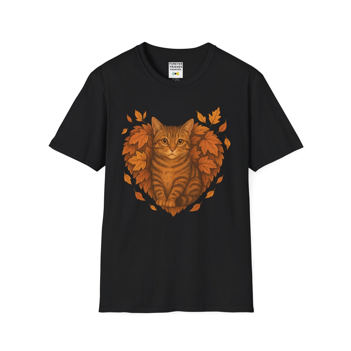 Cat Heart Unisex T-Shirt with Leaves Design