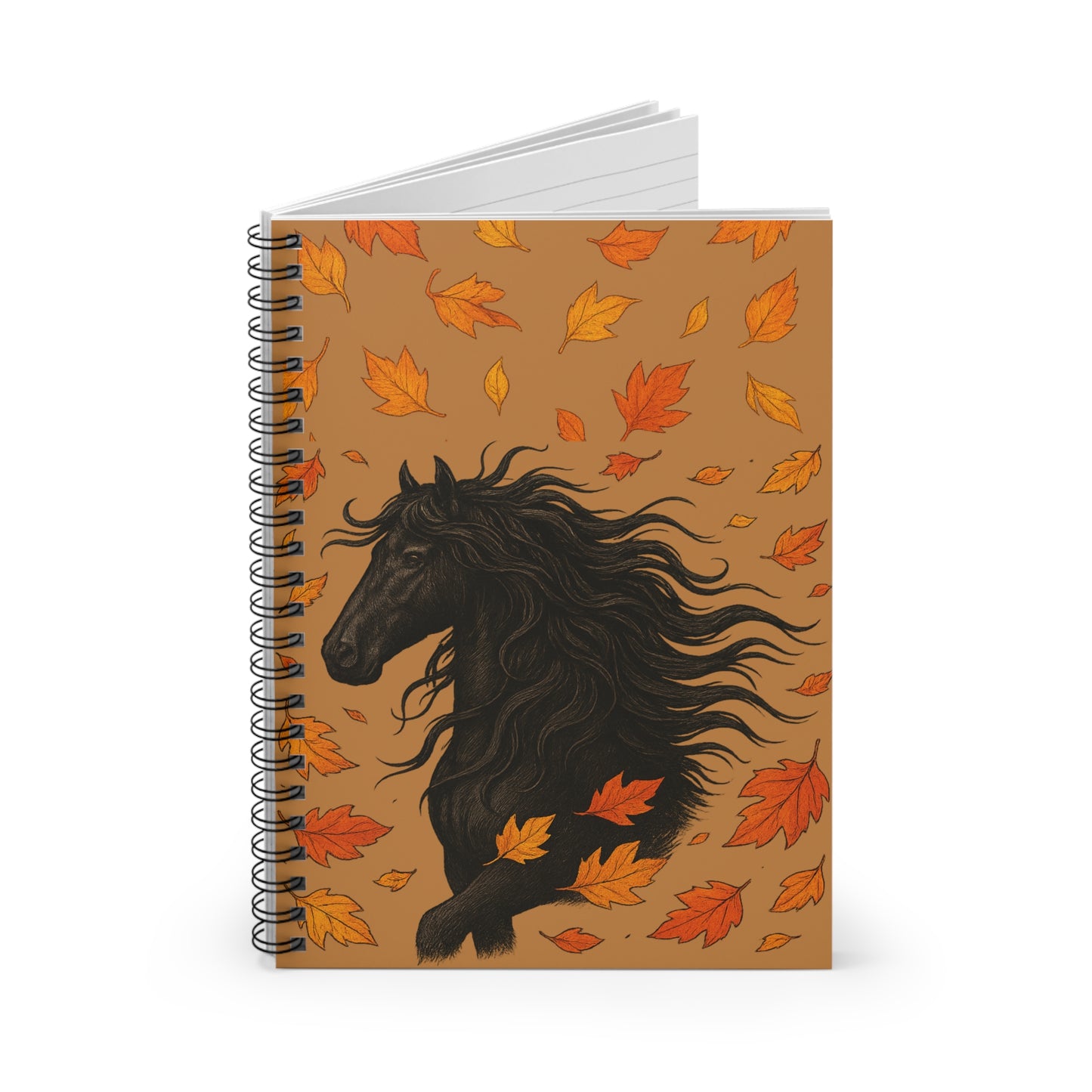 Black Horse Themed Spiral Notebook - Ruled Line