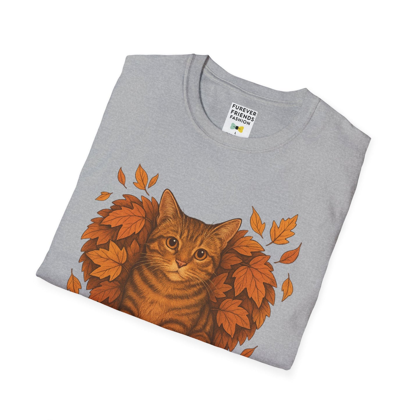 Cat Heart Unisex T-Shirt with Leaves Design