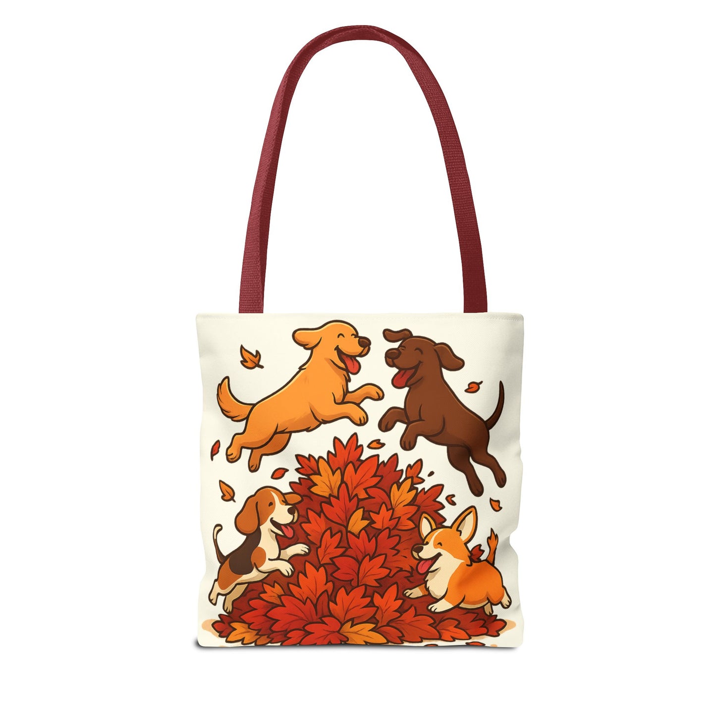 Dogs Playing in Leaves Tote Bag