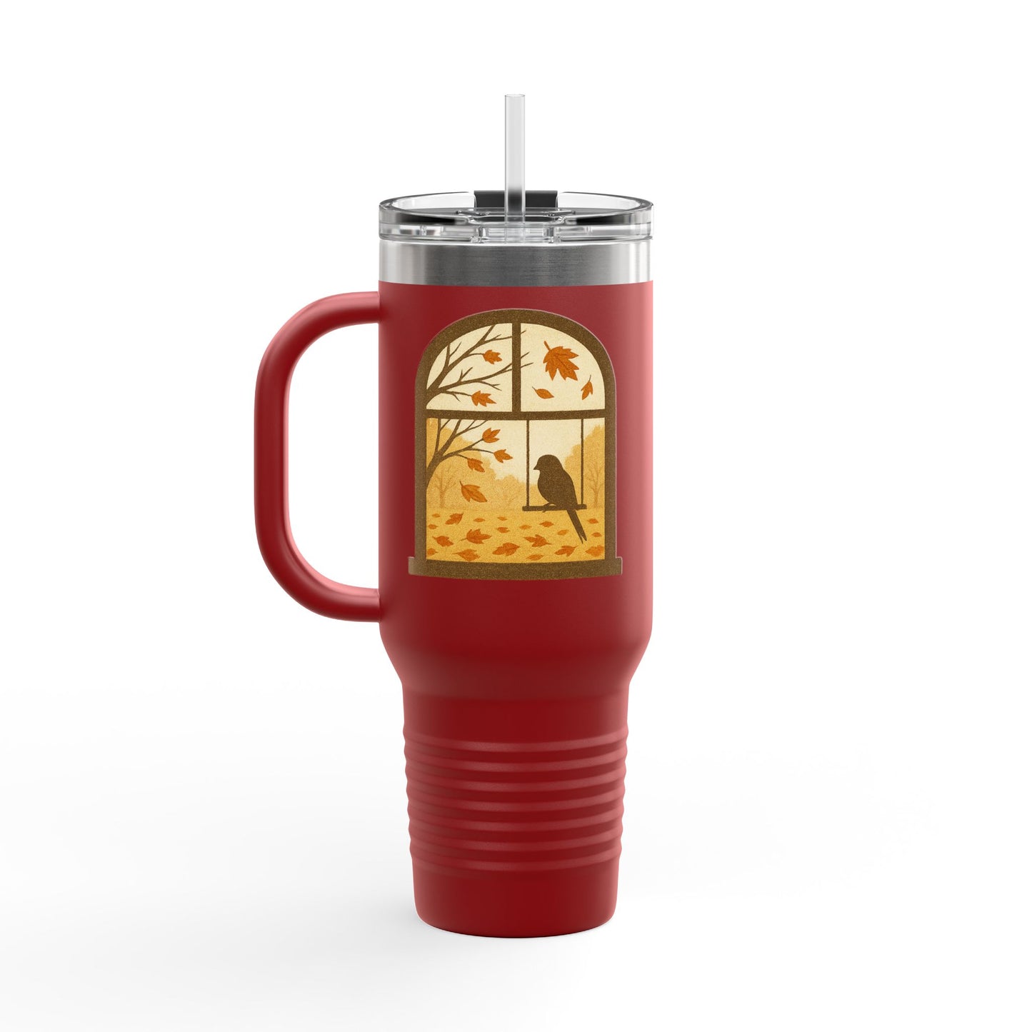 Bird In The Window Autumn Themed Travel Mug
