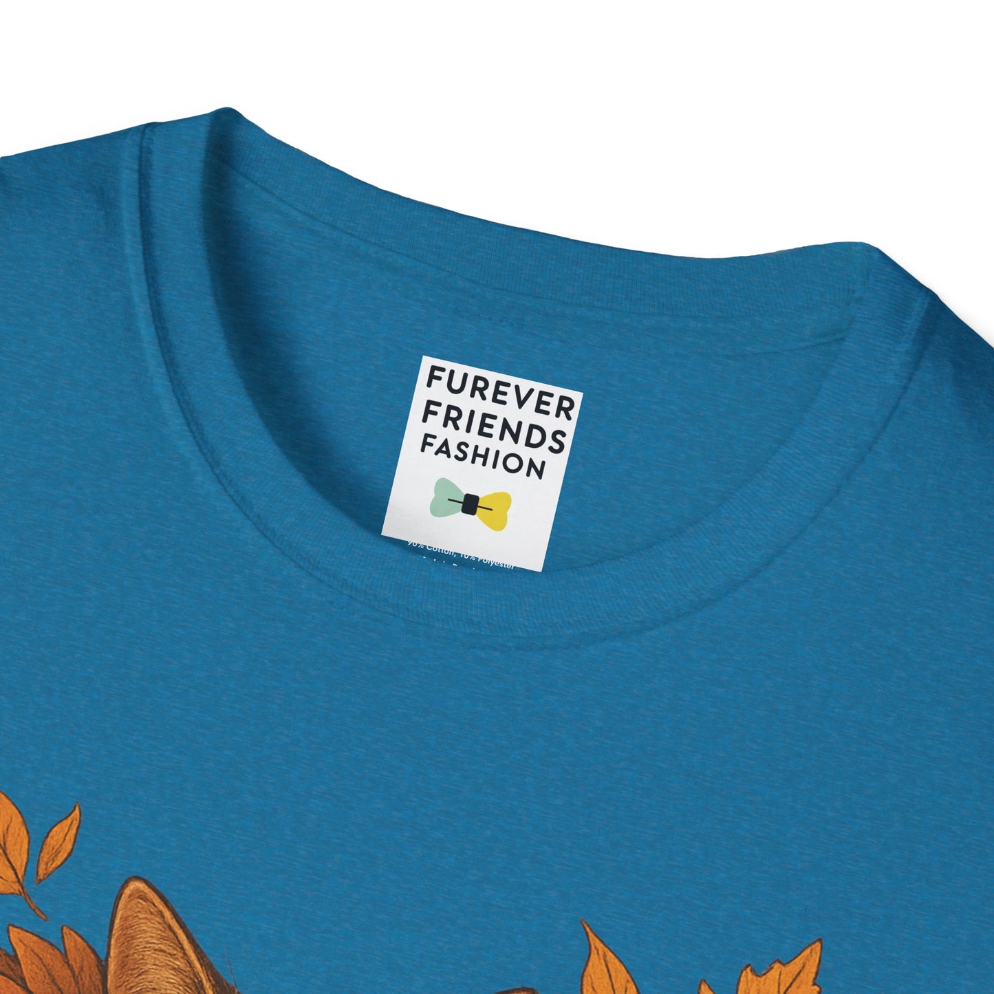 Cat Heart Unisex T-Shirt with Leaves Design