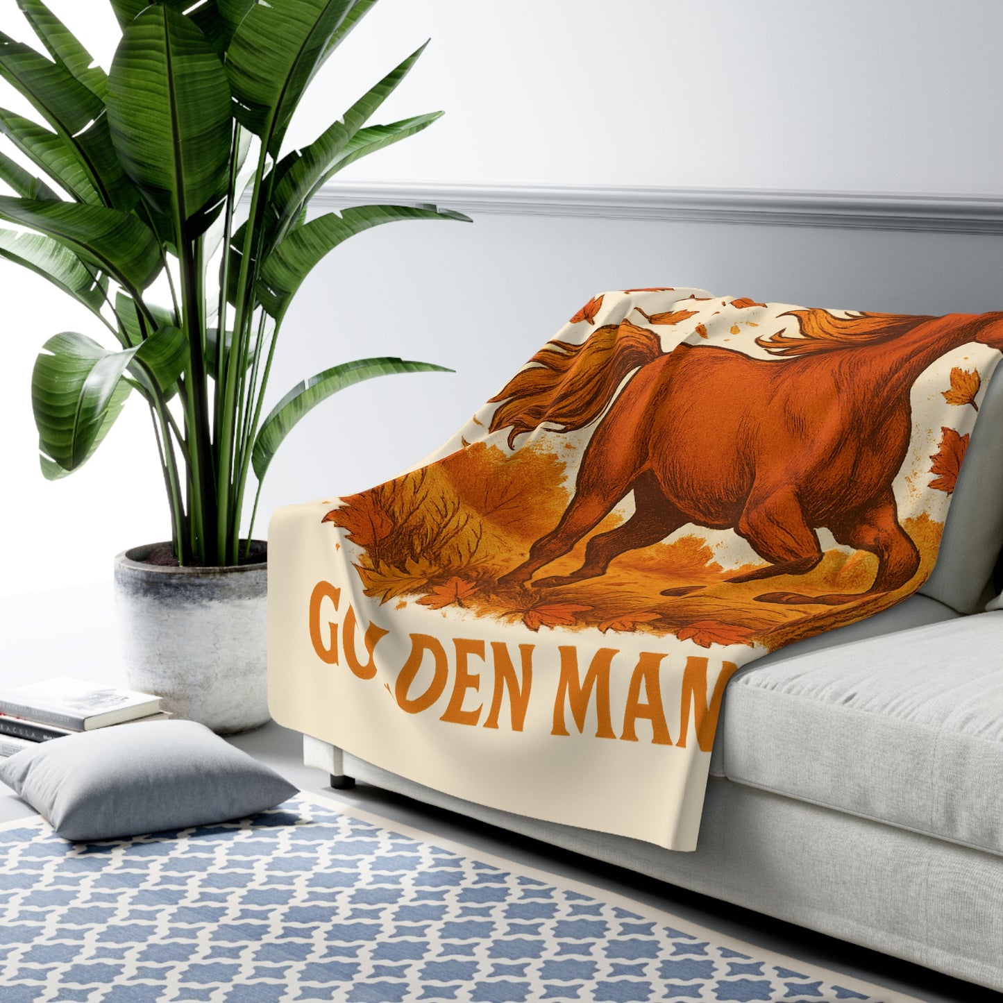 Harvest Trails Golden Manes Sherpa Fleece Blanket