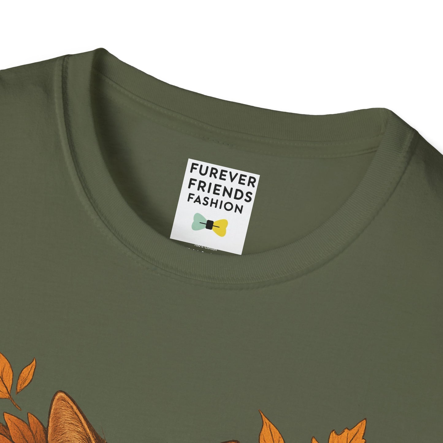 Cat Heart Unisex T-Shirt with Leaves Design