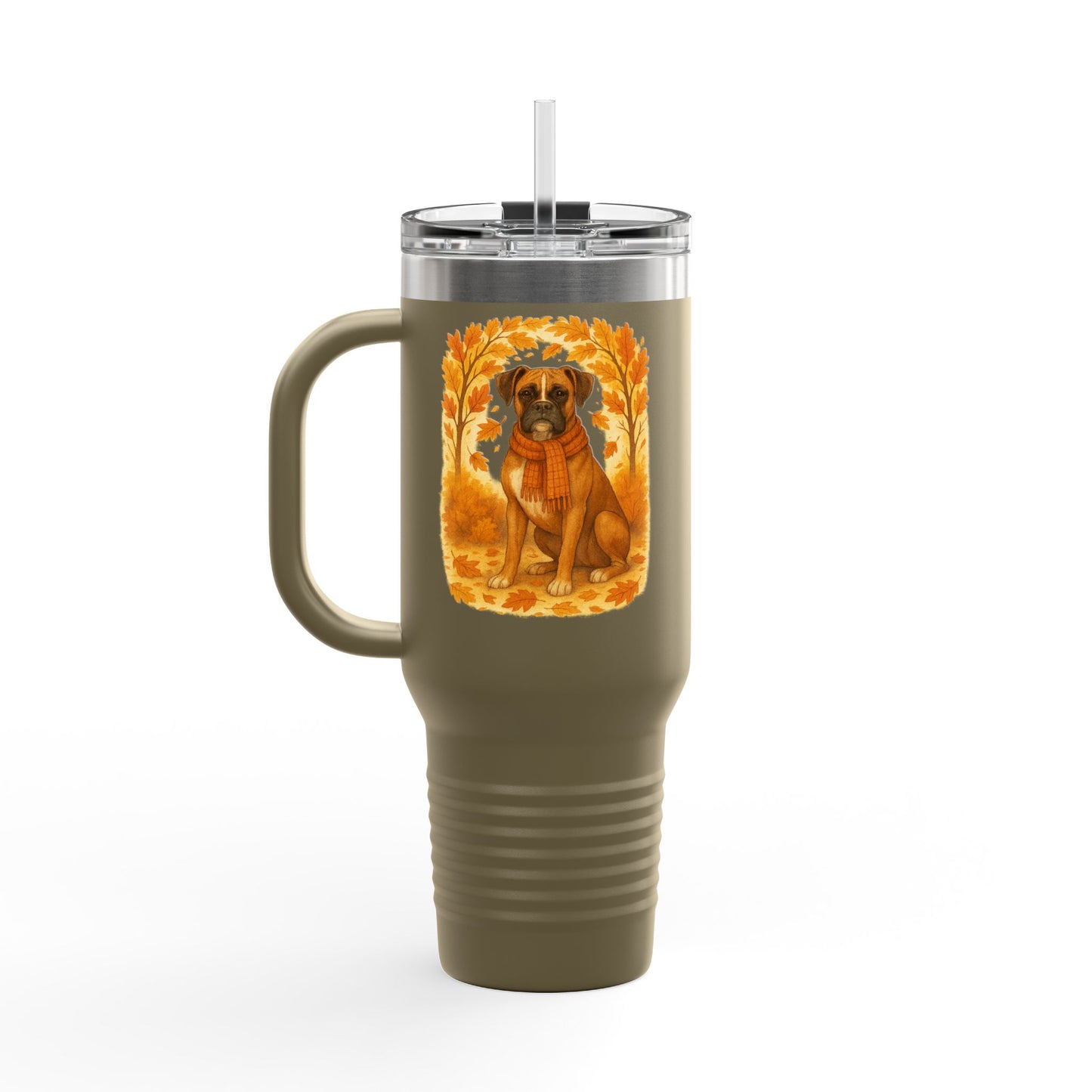 Boxer Autumn Themed Travel Mug